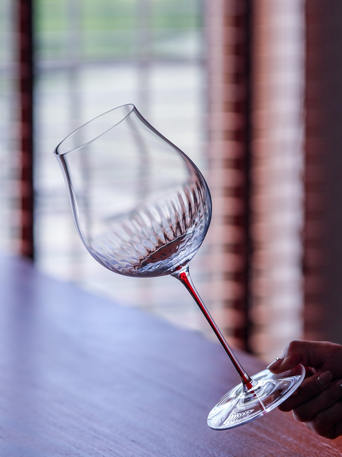 Elevate Your Drinking Experience with Our Crystal Burgundy Style Stemmed Glass